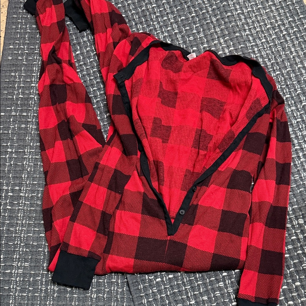 Red and Black Buffalo Plaid Button-Front pajamas